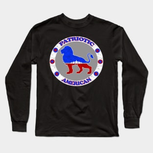 USA Patriotic American Lion Red White and Blue Courage and Strength Long Sleeve T-Shirt